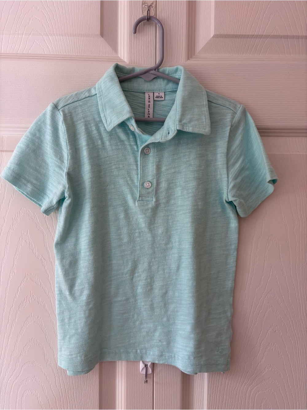 Janie & Jack Kids Light Aqua Polo Shirt - Soft Short Sleeve Sz 5